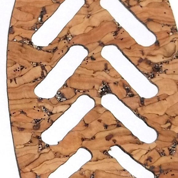 Lightweight Statement Earrings Brown Tan Cork With Silver Leaf Jewelry Set C143 - Picture 3 of 5